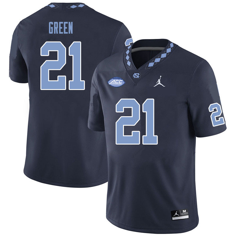 Men #21 Elijah Green North Carolina Tar Heels College Football Jerseys Sale-Black